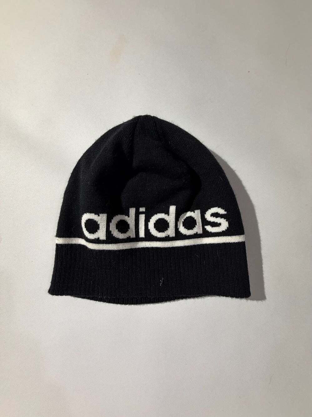 Adidas One Size Black White Logo Knit Beanie Hat